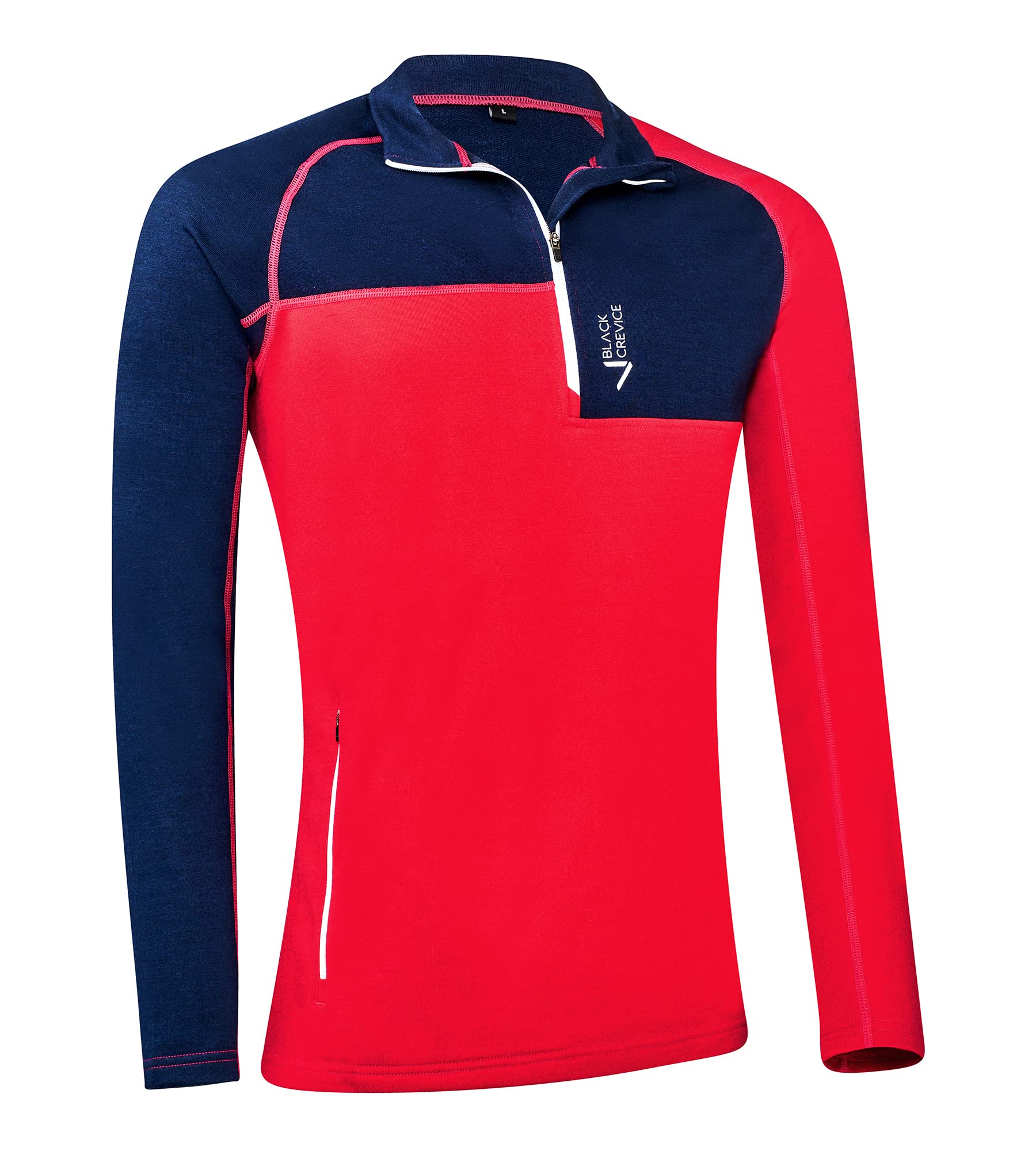 Black Crevice Men's Merino Ski Jumper, Navy/Red, XL