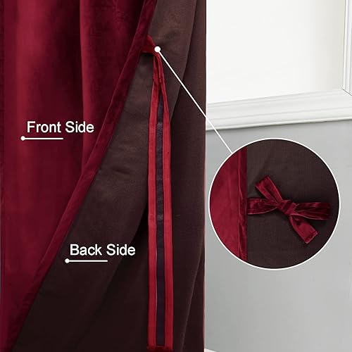 Miniatura 4 de JIUZHEN Cortinas de terciopelo de 72 pulgadas de largo, cortinas opacas de terciopelo retro suave, con aislamiento térmico y reducción de ruido, con