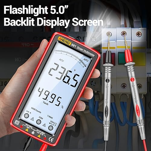 Miniatura 5 de ANENG Multímetro digital, medidor de prueba de rango automático TRMS 6000 unidades, voltímetro recargable inteligente mide corriente ACDC, NCV,