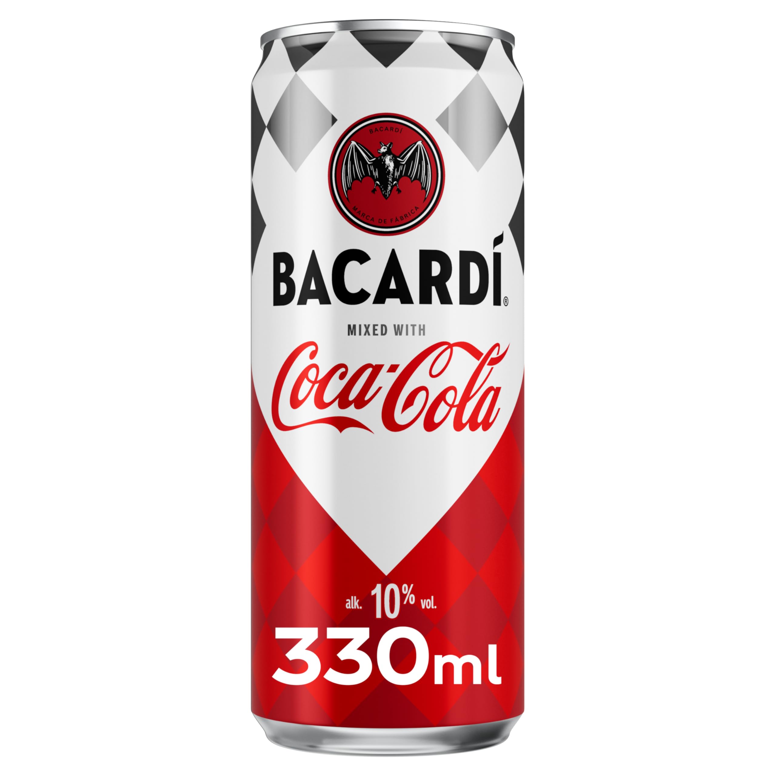 Bacardí Coca-Cola - alkoholhaltiges Mixgetränk (10% Vol) mit perfekter Mischung aus Bacardí Rum und erfrischender Coca-Cola - in stylischen Einweg Dosen (12 x 330ml)