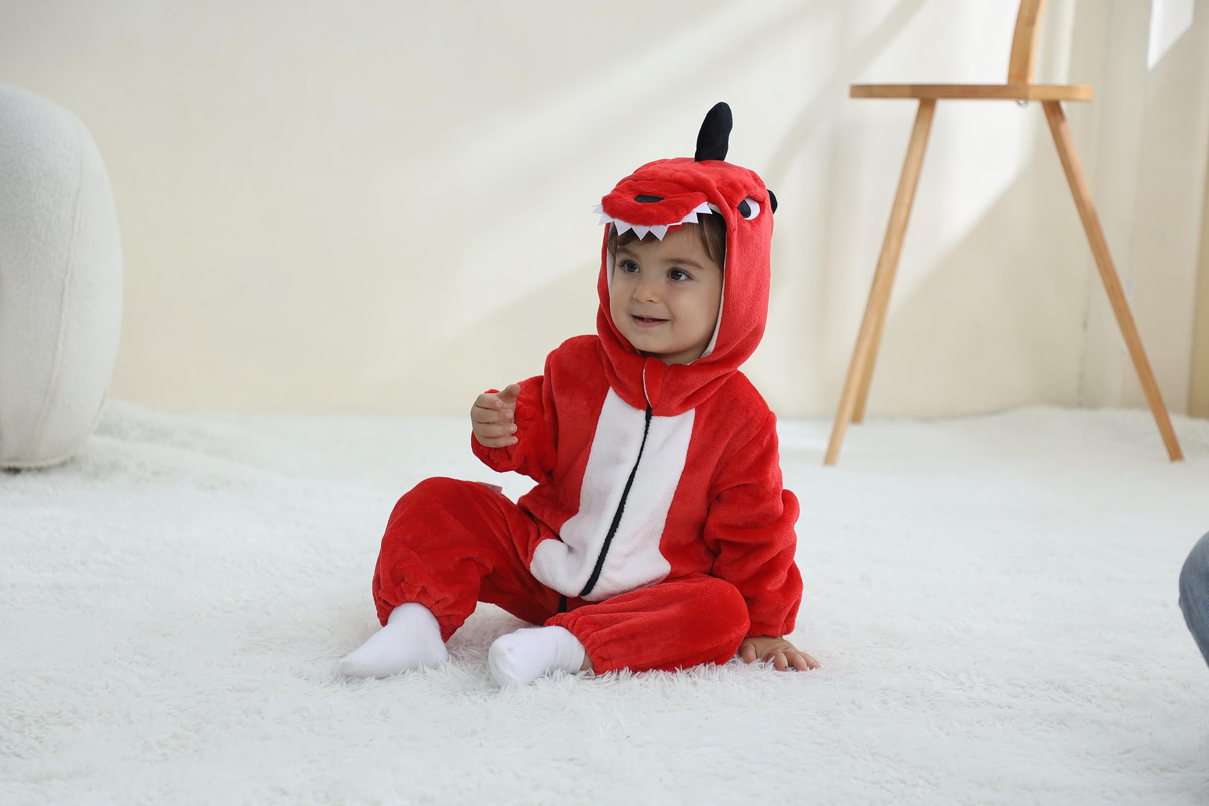 Unisexe Grenouillère Combinaison Bébé Pyjama Déguisement Animal Barboteuse à Capuche Costume pour Bébé Fille Garçon 0-24 Mois