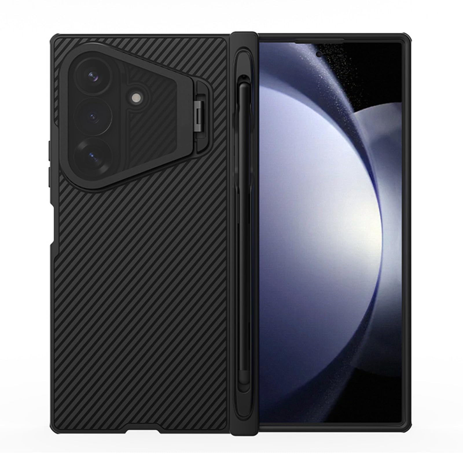 Custodia Magnetica For Samsung Galaxy Z Fold 8 Ultra, Con Portapenne E Copertura Con Cavalletto For Lenti In Metallo Custodia Protettiva Con Cerniera Satinata Antiscivolo