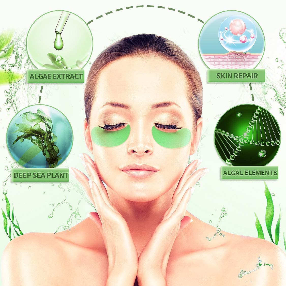 60 Pieces Seaweed Hyaluronic Acid Eye Mask Natural Moisturizing Eye Patches Remove Dark Circles Anti Age Bag Eye Wrinkle Care