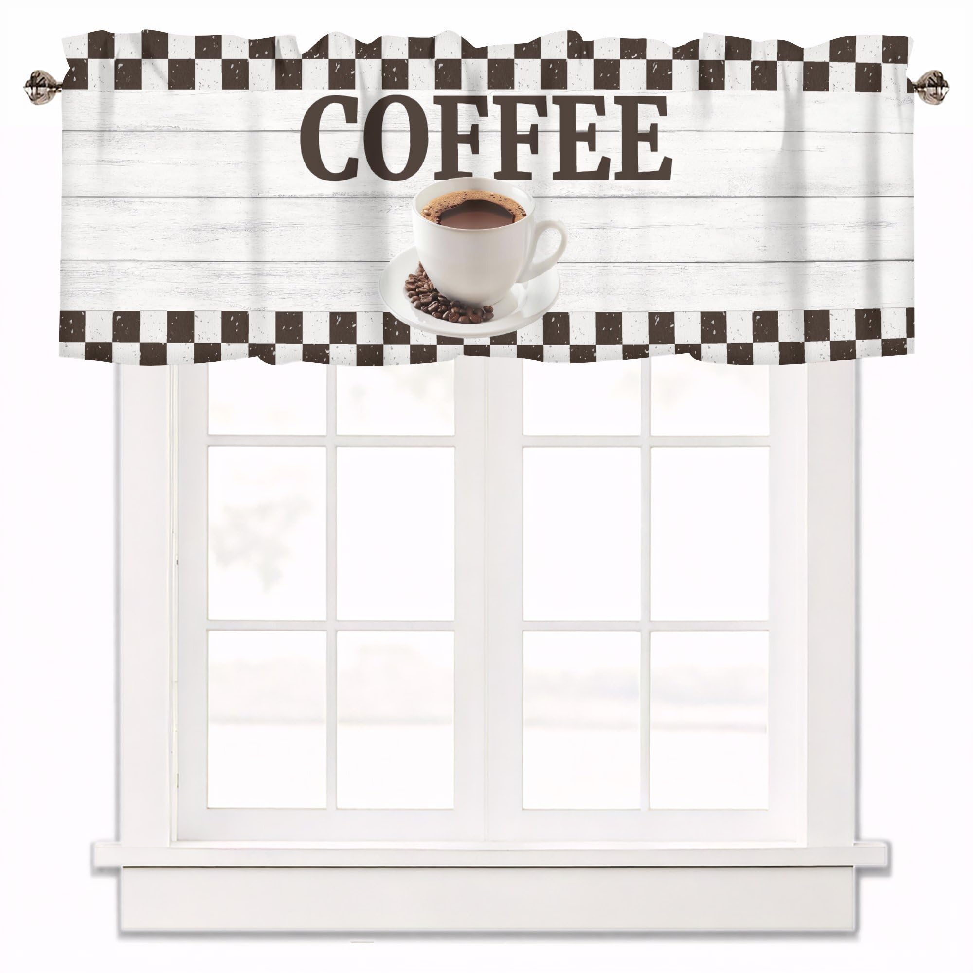 Coffee Cup Valances for Curtain Windows Treatments 60x18 Inch