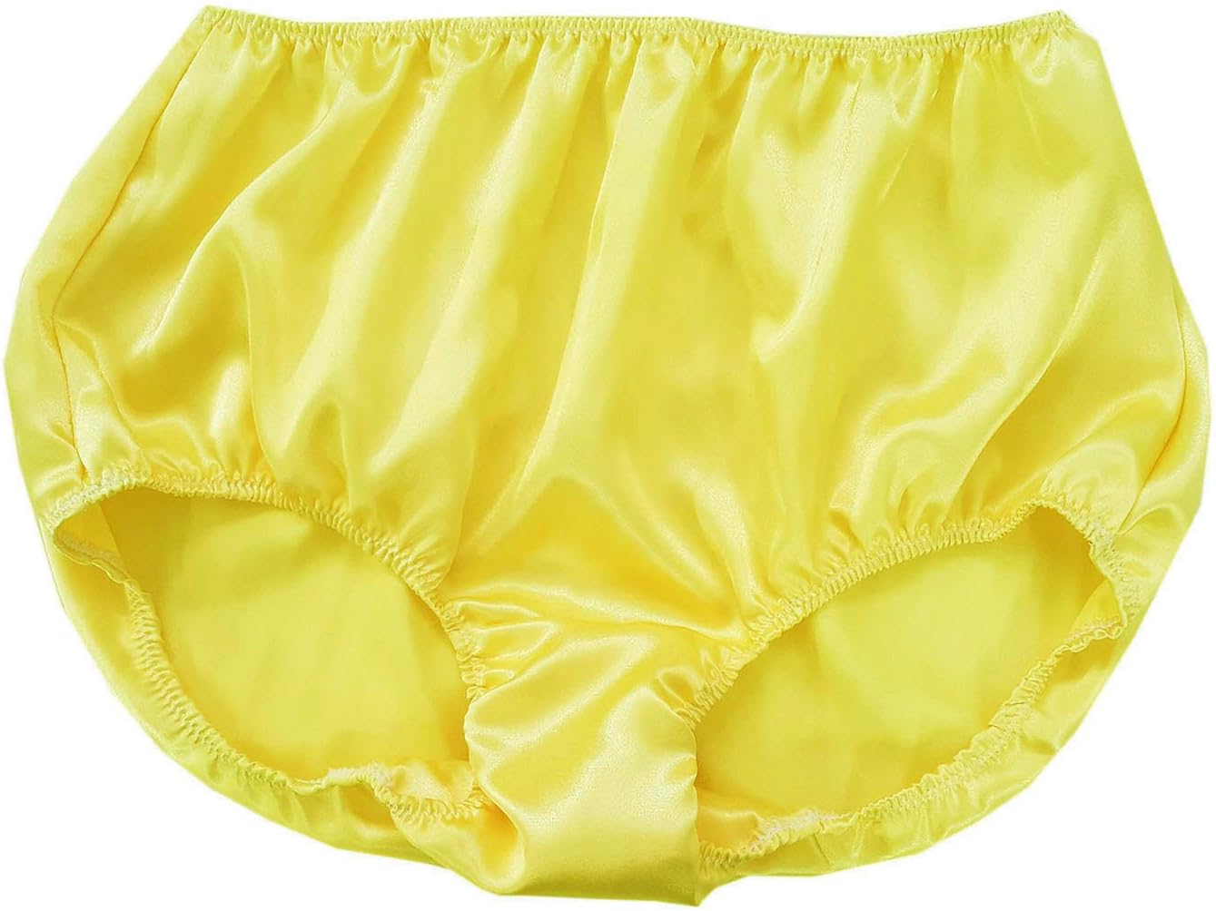 PSYW YELLOW Satin Women Knickers Underwear Panties Sissy Briefs Vintage Style