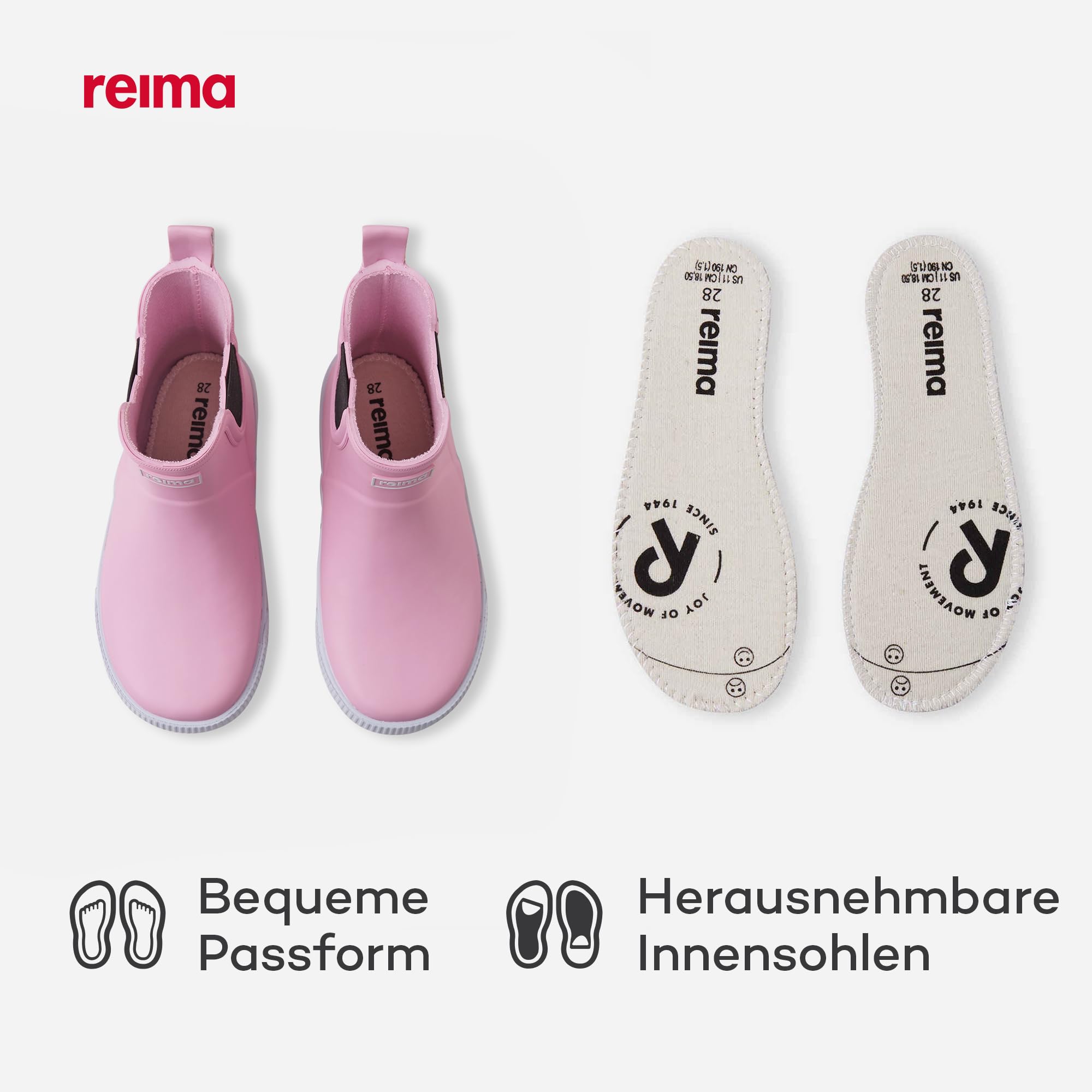 Reima - Ankles Regenstiefel für Kinder - Gummistiefel für Jungen und Mädchen, flexible Laufsohle, reflektierende Details, herausnehmbare Einlegesohlen - Light Heather, 35