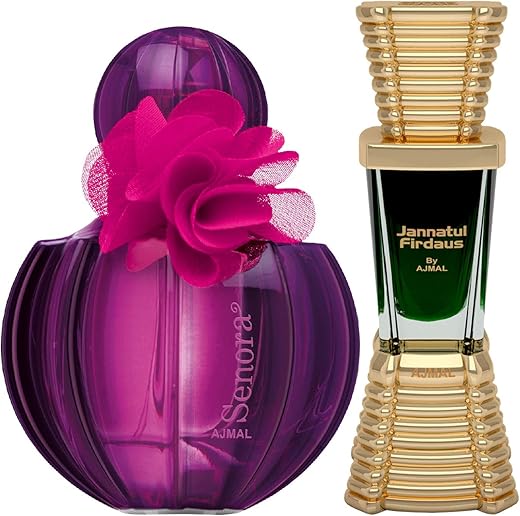 Ajmal Senora EDP Floral Spicy Perfume 75ml for Women and Jannatul Firdaus Concentrated Perfume Oil Oriental Alcohol-free Attar 10ml for Unisex FREE