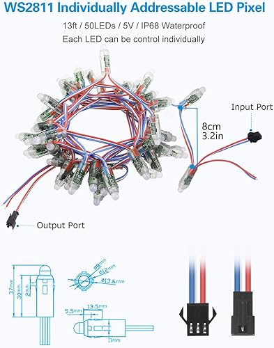Miniatura 2 de ALITOVE WS2811 Kit de luz de píxeles LED RGB digital difusa de 0.472 in con fuente de alimentación de 5 V 3A y controlador de sincronización de