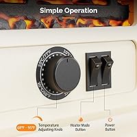 Vista 4 de ROVSUN 1400W Chimenea eléctrica tipo estufa, calentador de espacio, portátil, independiente con termostato, efectos de llama 3D realistas