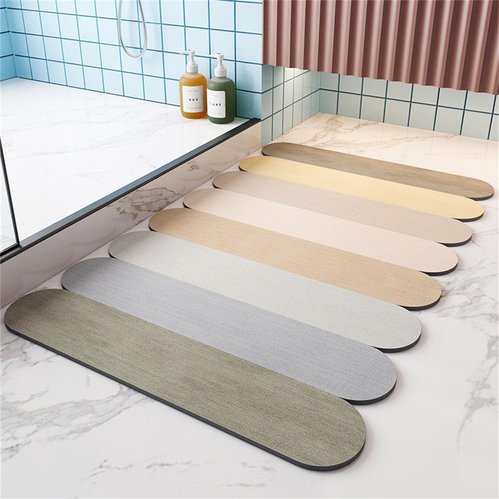 Alfombra de Baño Absorbente Secado Rápido Diatomita, Color Degradado Alfombra Baño Antideslizante Alfombrillas de Baño Alfombrillas Baño para Cocina y Dormitorio (40x60cm,Beige)