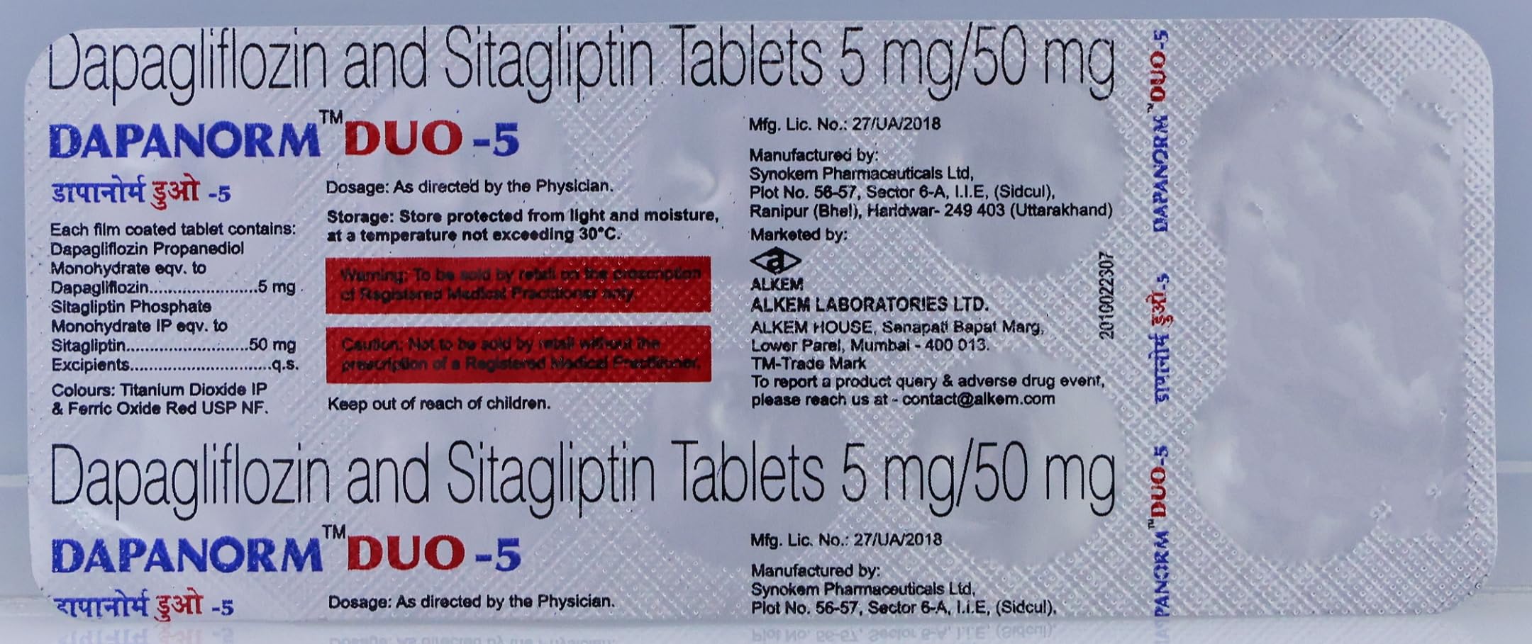Dapanorm Duo 5 - Strip of 10 Tablets