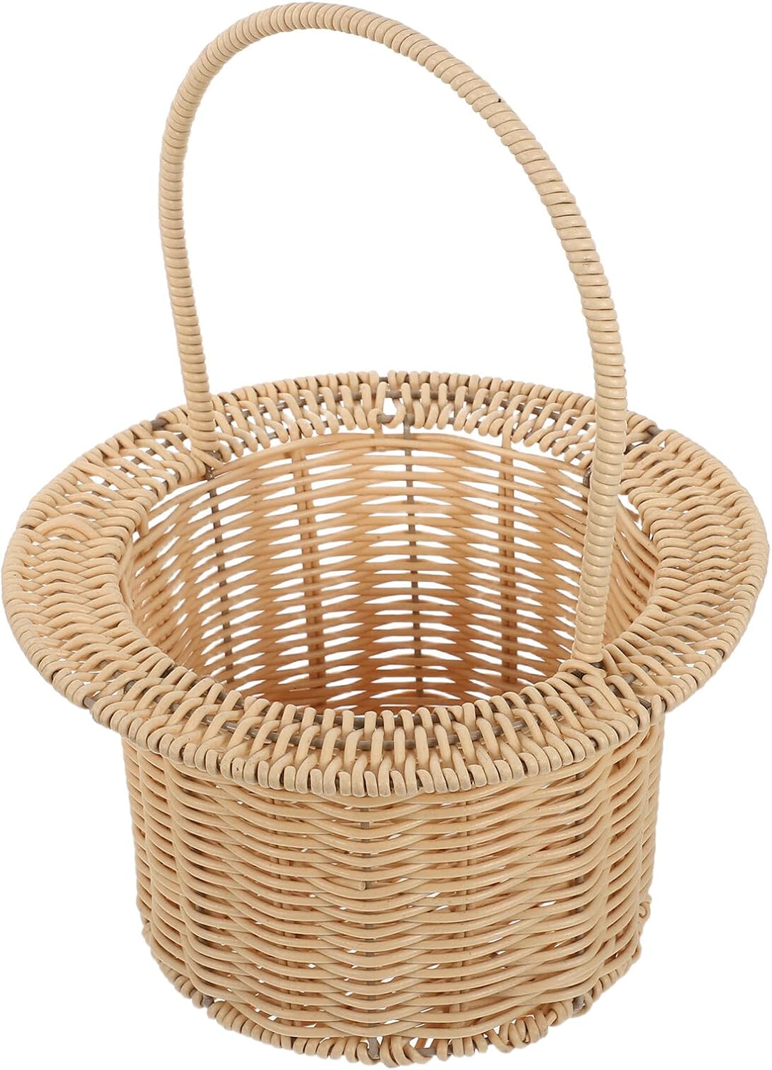 Hemobllo Woven Flower Girl Basket Large Imitation Rattan Handwoven Wedding Basket with Handle Rustic Garden Party Decoration and Candy Container