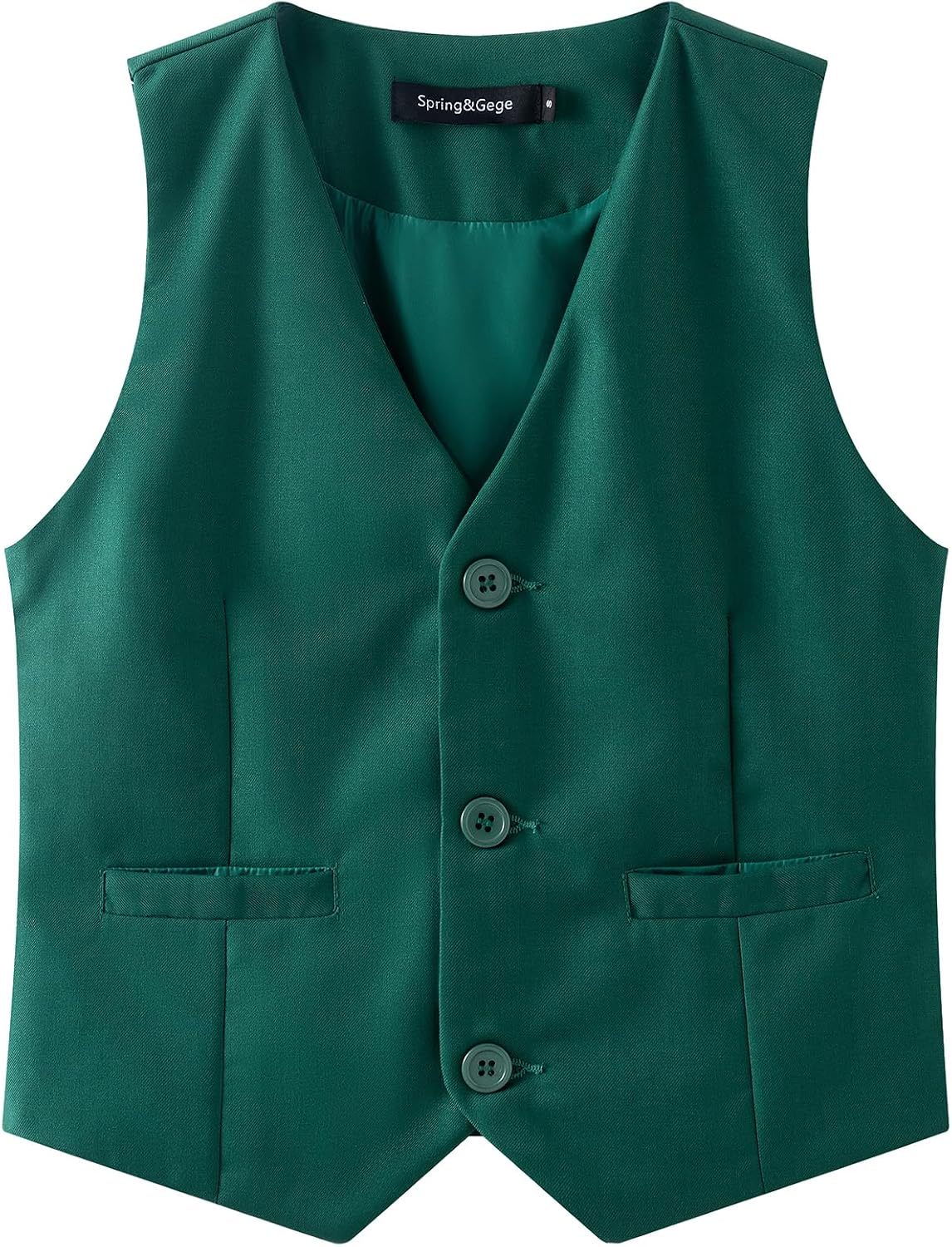 Spring&Gege Boy's Formal Suit Vest Solid Dress Waistcoat Vest with Pockets, Size 4-14 Years