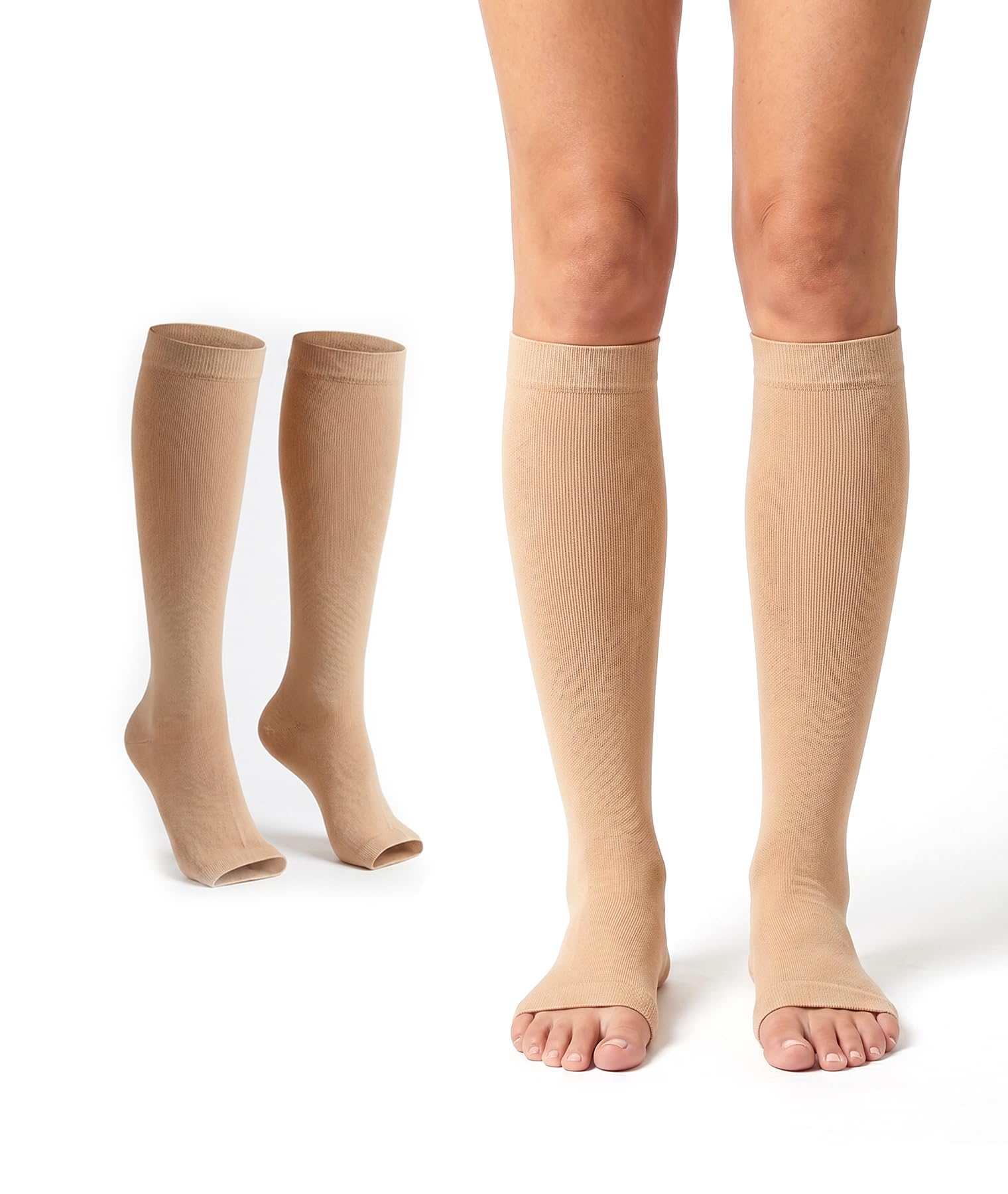 Medical Compression Stockings for Women & Men, Knee length, Class 2 (20-30 mmHg), Soft Cotton Fabric, Open Toe Design, Relief from Varicose Veins, Sore Legs, Oedema & Leg Swelling, Odour Free,XXL Size-image-42