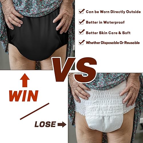 Miniatura 4 de Panitay 8 piezas de ropa interior a prueba de fugas para adultos para incontinencia, grande, negro, unisex, adultos, hombres