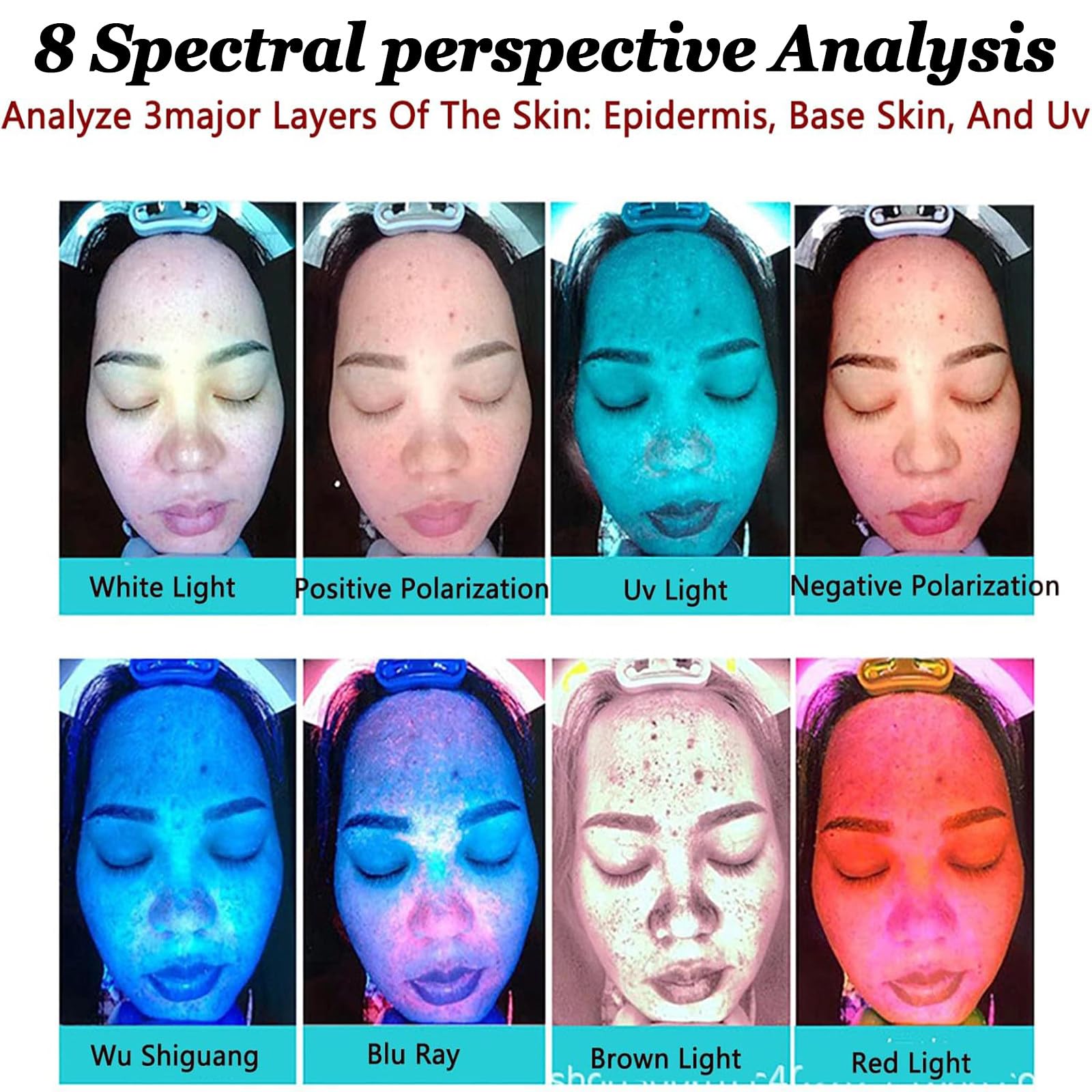 Máquina De Análisis De Piel 3D,Analizador De Humedad Facial Profesional Con 8 Espectros,5 Dimensiones Y 14 Indicadores Análisis De Datos,Almacenamiento Infinito Y Plan Recomendado,White-21.5-inch