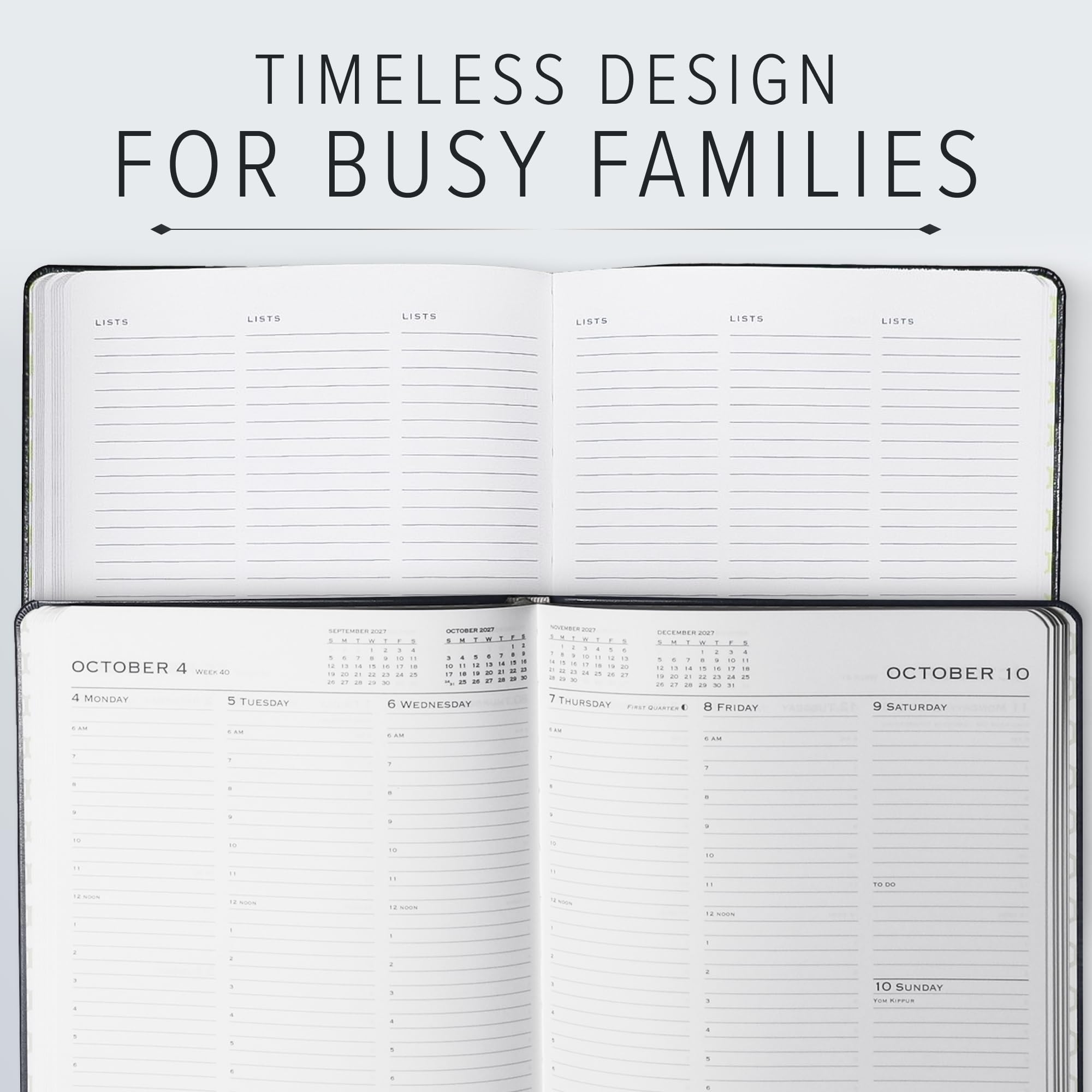 Gallery Leather Agenda familial 2027 Acadia Cactus | Calendrier et carnet de notes pour mamans avec bords blancs élégants, 18 mois – 22,9 x 17,8 cm