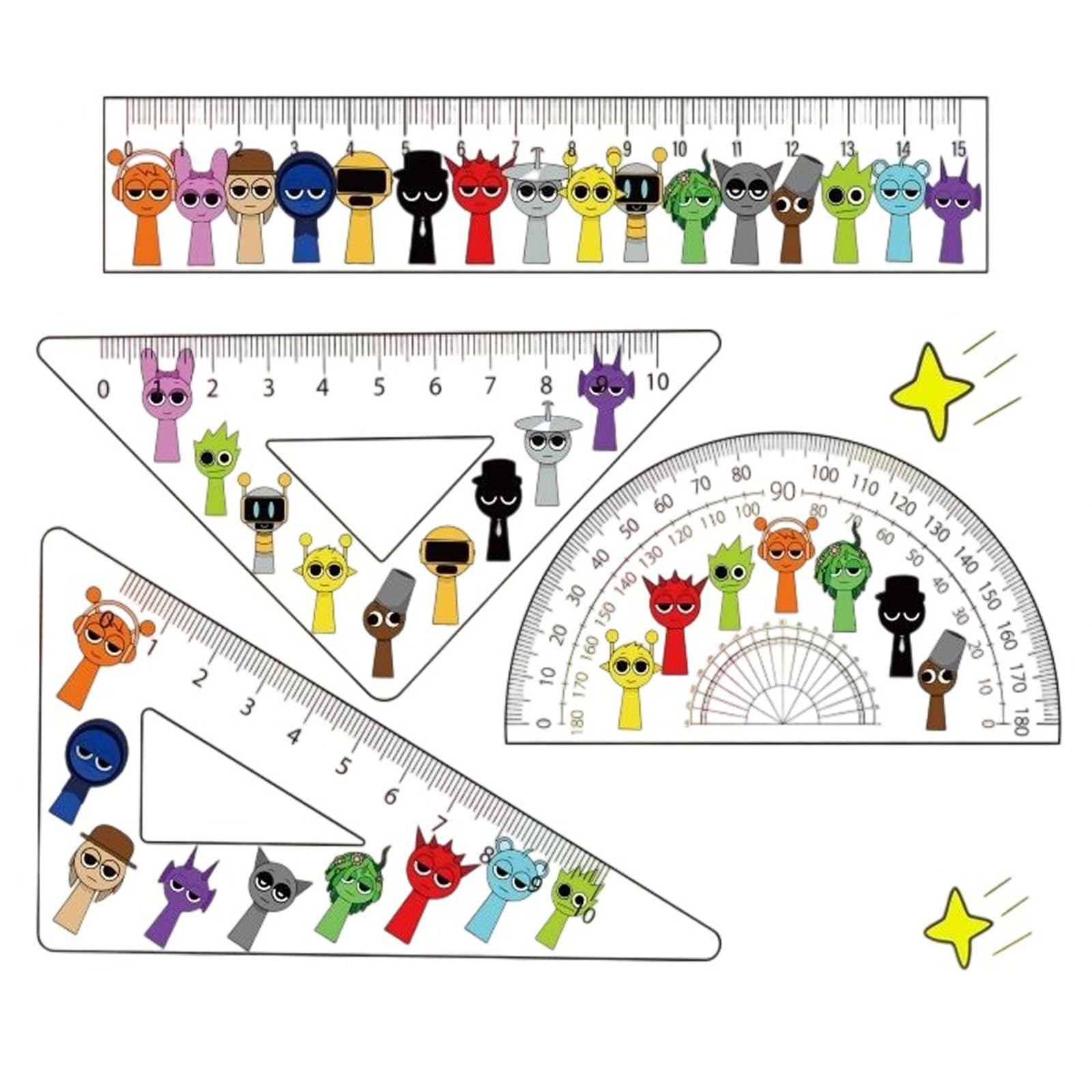 Amazon.co.jp: スプランキー 定規 4点セット 三角定規 半円定規 分度器