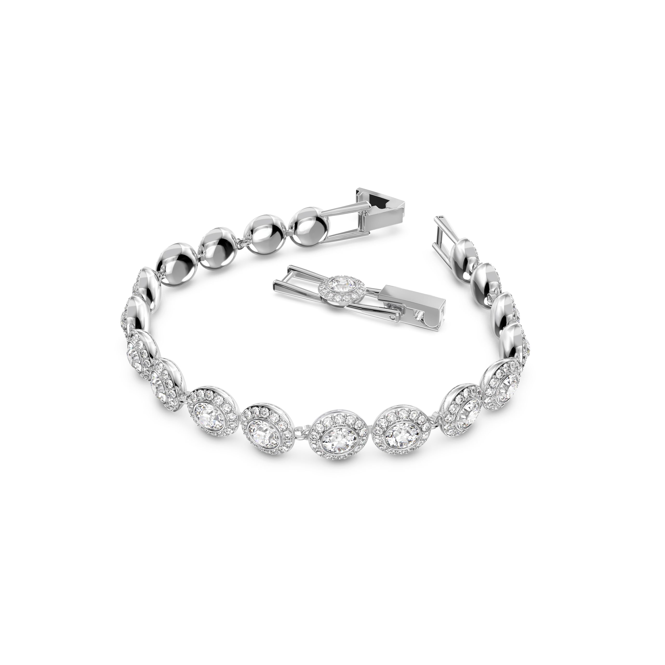 Swarovski Crystal Authentic Angelic All Around Set di collana, bracciale e orecchini, bianco, finitura rodio- gioielli da donna ipoallergenici scintillanti - collezione di gioielli in cristallo senza