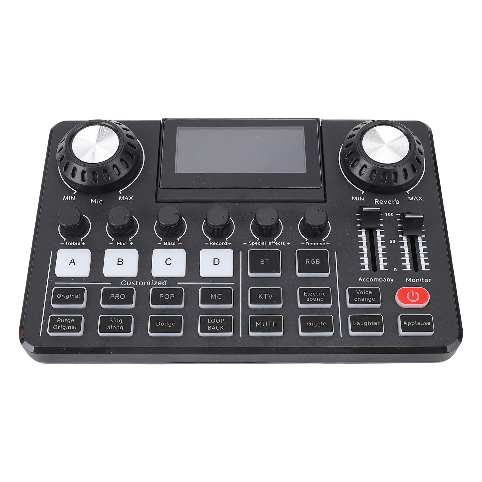 Scheda audio live, scheda mixer audio professionale con cambio voce, schermo LED regolabile, riverbero e luci RGB, mixer audio per streaming e podcasting