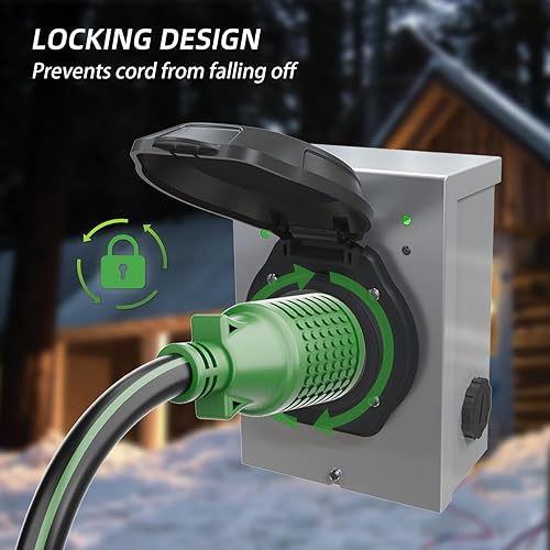 Miniatura 5 de Cable generador de extensión de 4 clavijas y 30 amperios de 50 pies, NEMA L14-30PL14-30R, 125250 voltios hasta 7500 vatios, cable de alimentación