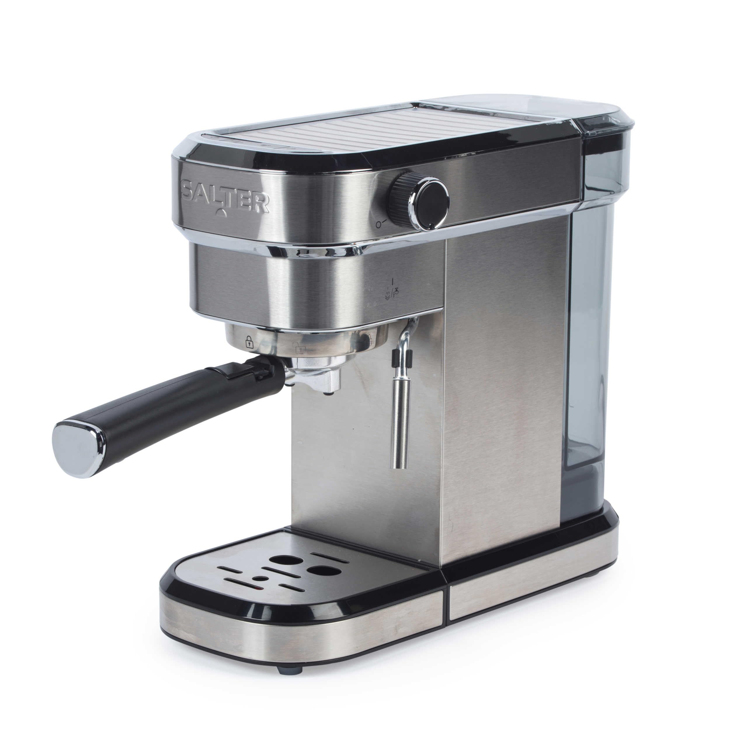 Salter Macchina da Caffè Espresso 20 Bar con Montalatte – Singolo e Doppio Espresso, per Cappuccino e Latte, Serbatoio Rimovibile 1,1 L, Acciaio Inox