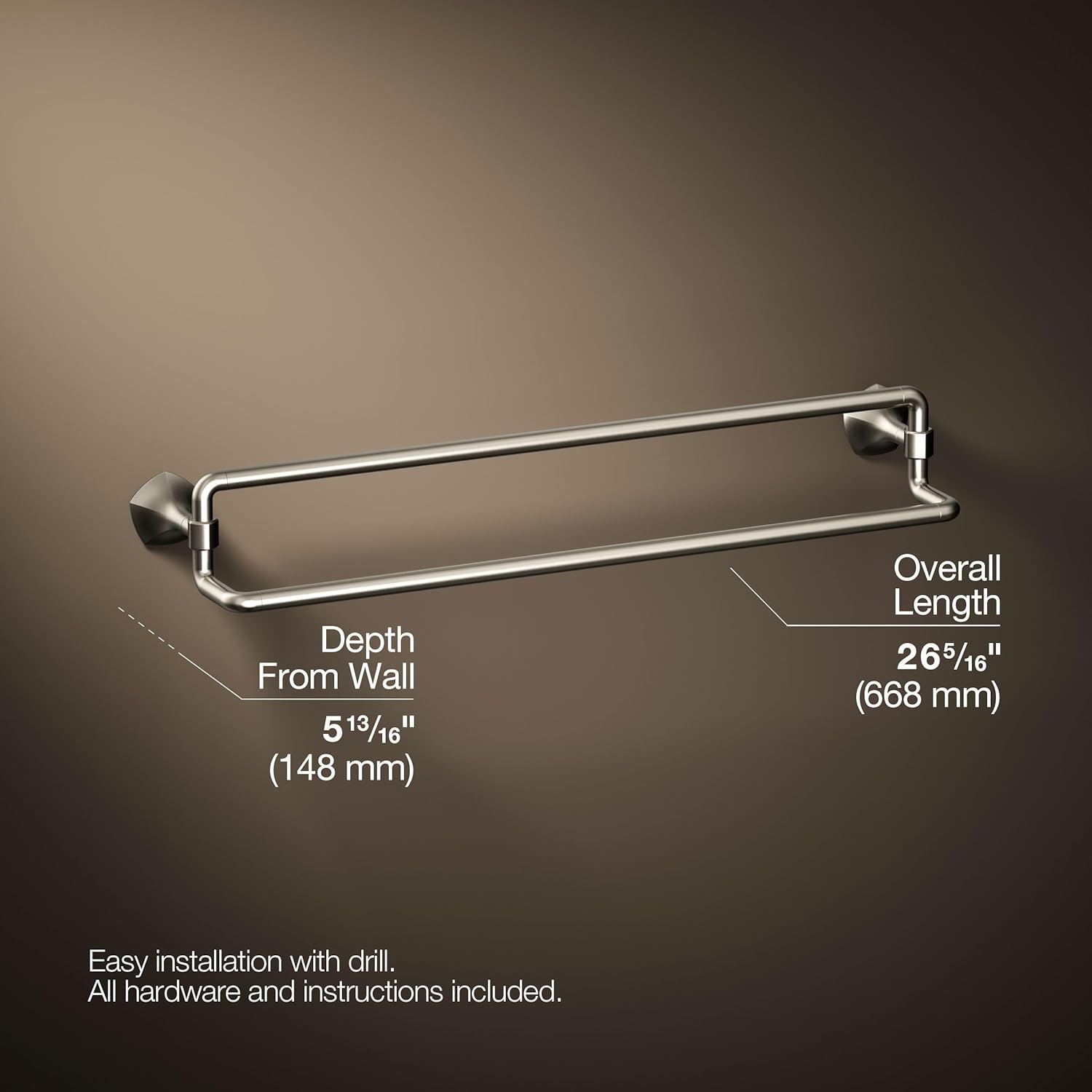 Kohler 27062-BN Occasion® 24" Double Towel bar, Vibrant Brushed Nickel