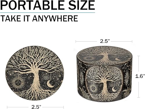 Miniatura 2 de Molinillo de 2.5 pulgadas, árbol de la vida dorado bohemio negro