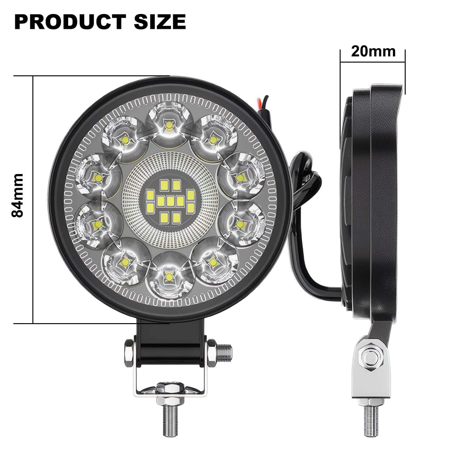 GLL Foco LED de Trabajo 12W 12V 24V, 3.3 Pulgadas Ultra Fino Haz de Inundación, 1200LM Focos Gran Angular Impermeable IP67 para Tractor, Todoterreno, Camión (Pack de 4)