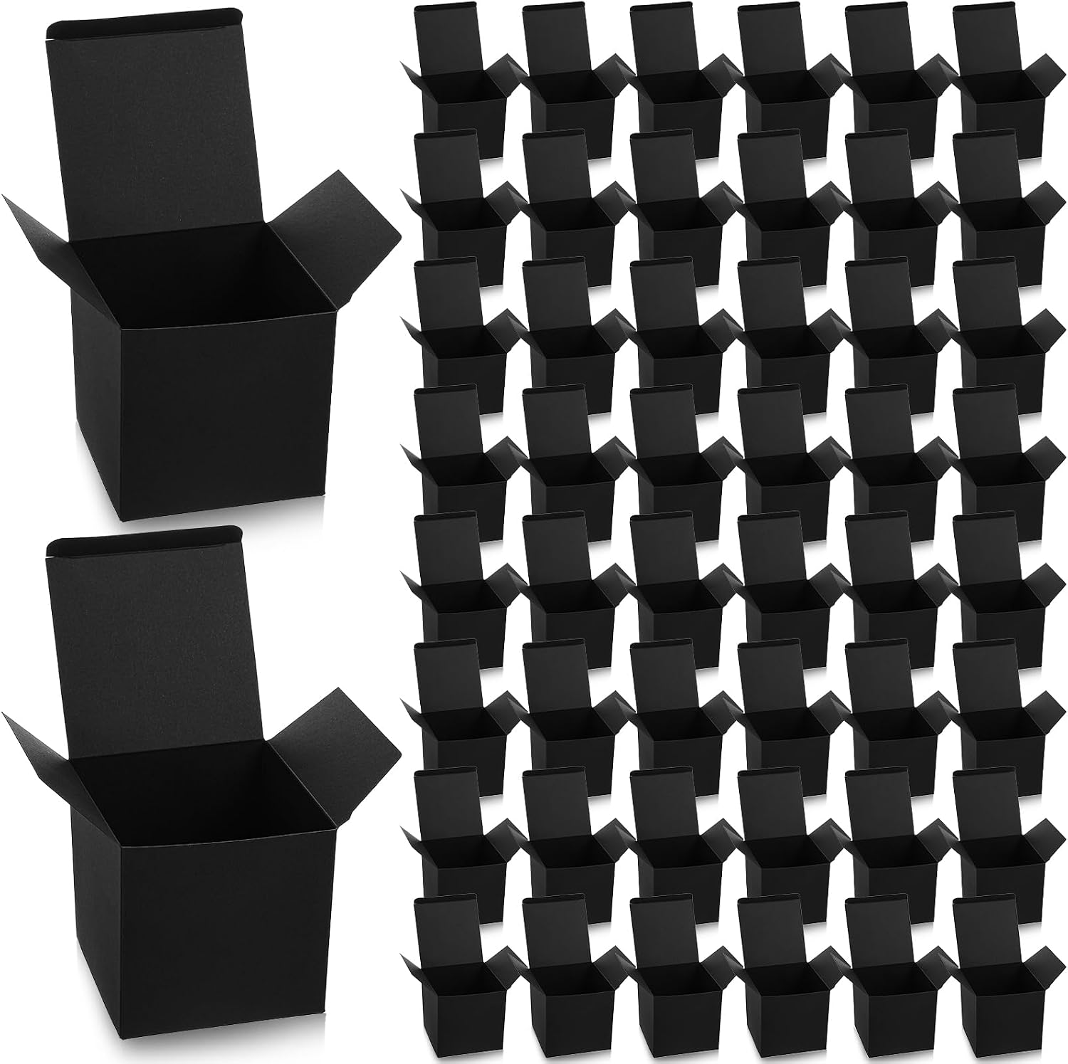 JOUTYFOR 50 Pack 4x4x4 Inch Matte Black Gift Boxes, Bulk Craft Paper Square Boxes with Lids for Wedding Favors, Wedding Proposal, Party & Light Gifts