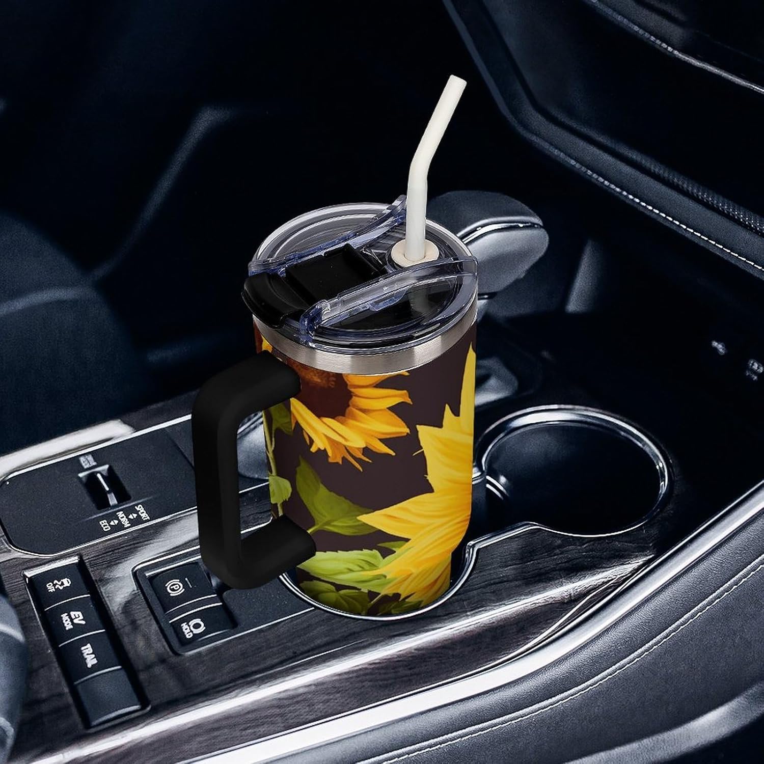 40 Oz Tumbler with Straw And Lid Beautiful Sunflower Insulated Travel Coffee Mug Stainless Steel Water Bottle Vacuum Insulated Tumblers for Sport Work Car Travel Weekends