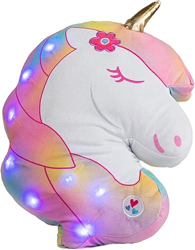Almohada iluminada para niños luz nocturna LED de felpa para niños y niñas certificado Oeko TEX juguete para dormir con luz para niños pequeños