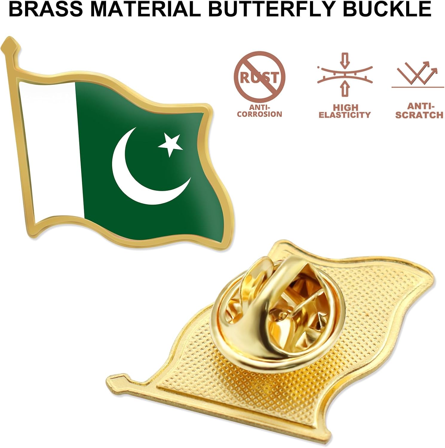 12/24/50/100Pcs Official Pakistan Flag Pins Bulk - Metal Pakistani National Lapel Pin