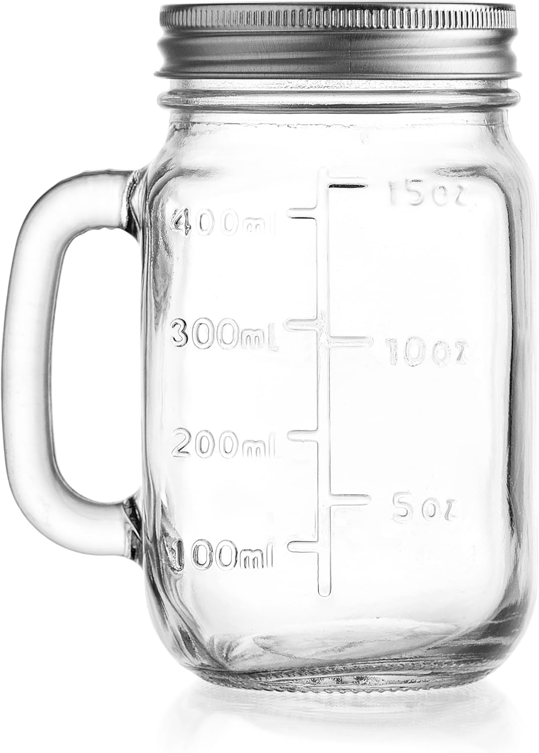 Glaver's Mason Jar 16 Oz. Glass Mugs with Handle and Lid Set Of 6 Old Fashioned Drinking Glass Bottles Original Mason Jar Pint Sized Cup Set. - Image 4