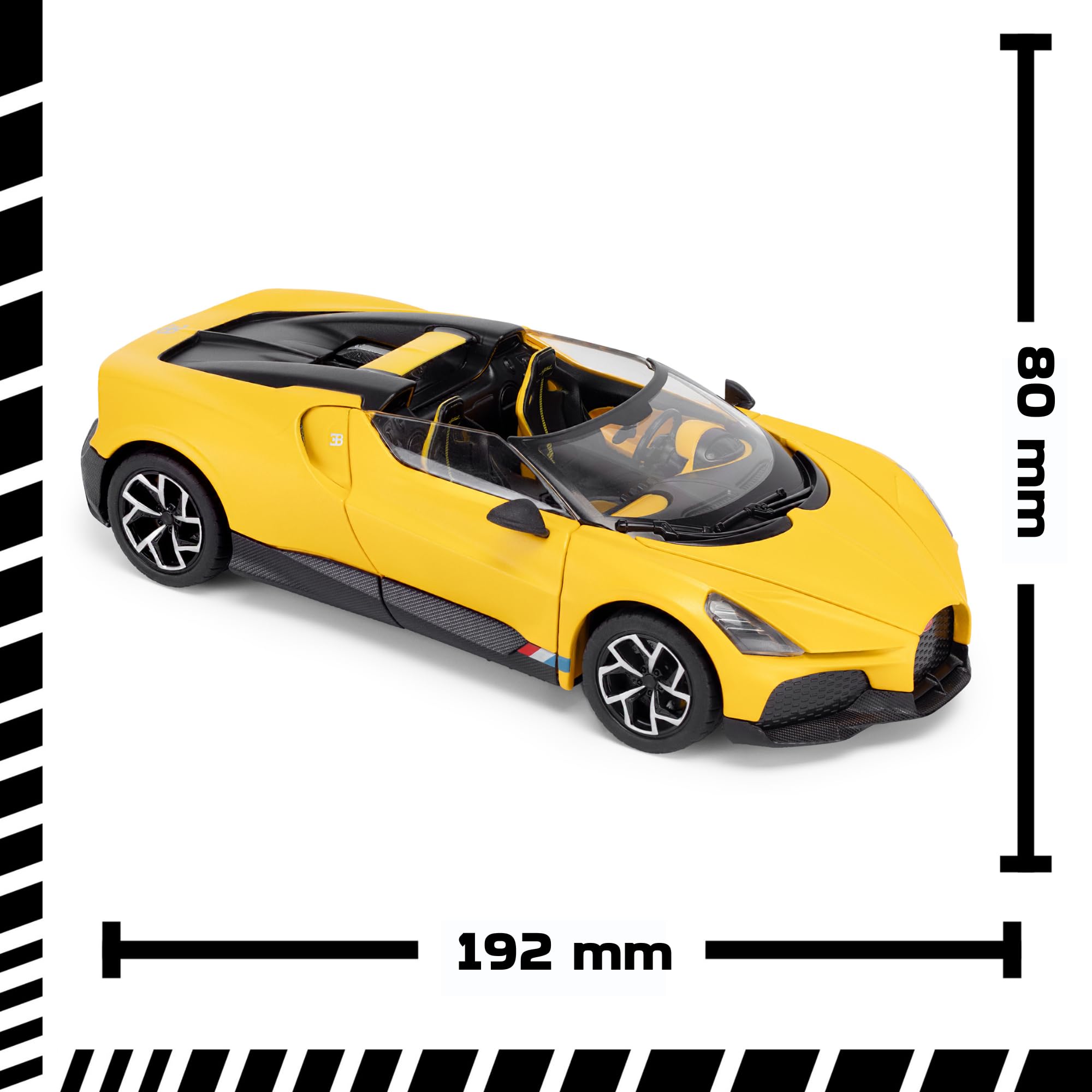Bugatti Mistral 1:24 Scale Die-Cast Model Car - Yellow, 19.2 cm - Image 4