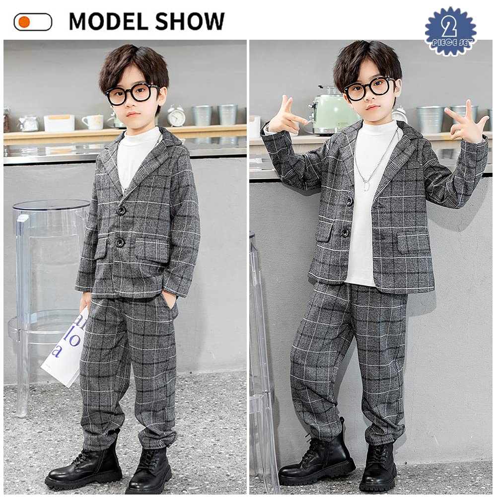 Traje Niños Boda y Ceremonia Vestido Formal Conjunto de Dos Piezas Blazer y Pantalones de Primavera y Otoño