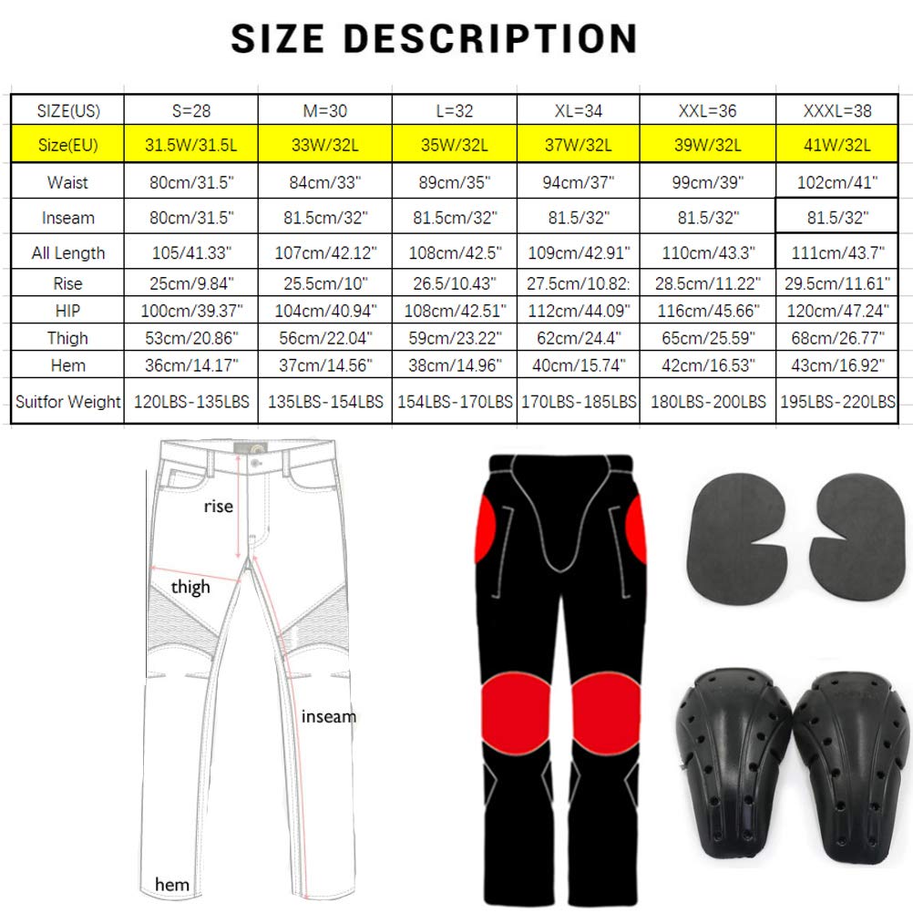 Pantaloni da moto, per uomo, Jeans in denim per motociclismo con armatura e 4 ginocchiere