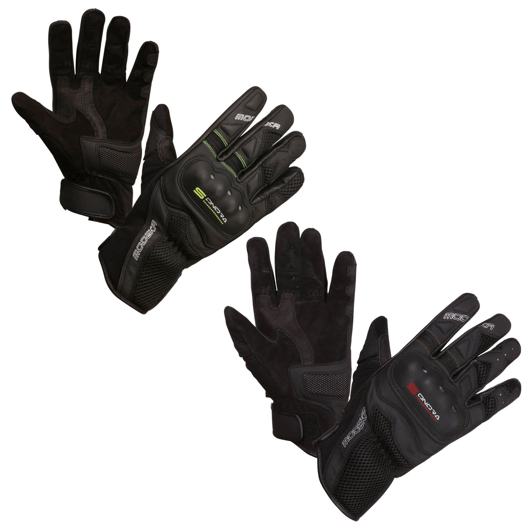 Modeka Guantes de moto Sonora para verano, negro/rojo, L10
