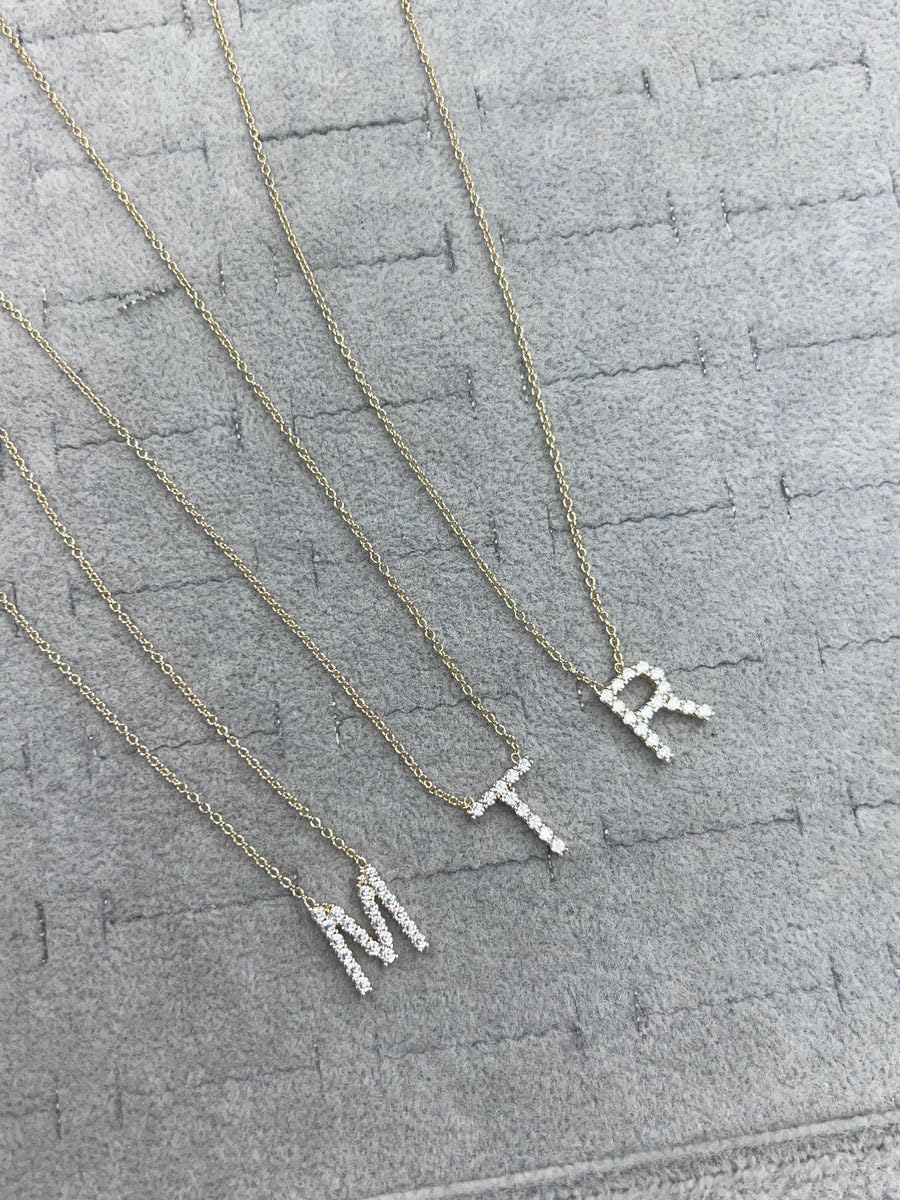 Takar 14K Gold Plated Initial Necklace, Dainty Cubic Zirconia Vermeil Sterling Silver Letter Pendant, Personalized Alphabet Charm, Initial Letter Pendant for Women & Men Available in 16" & 18" Chain - Image 4