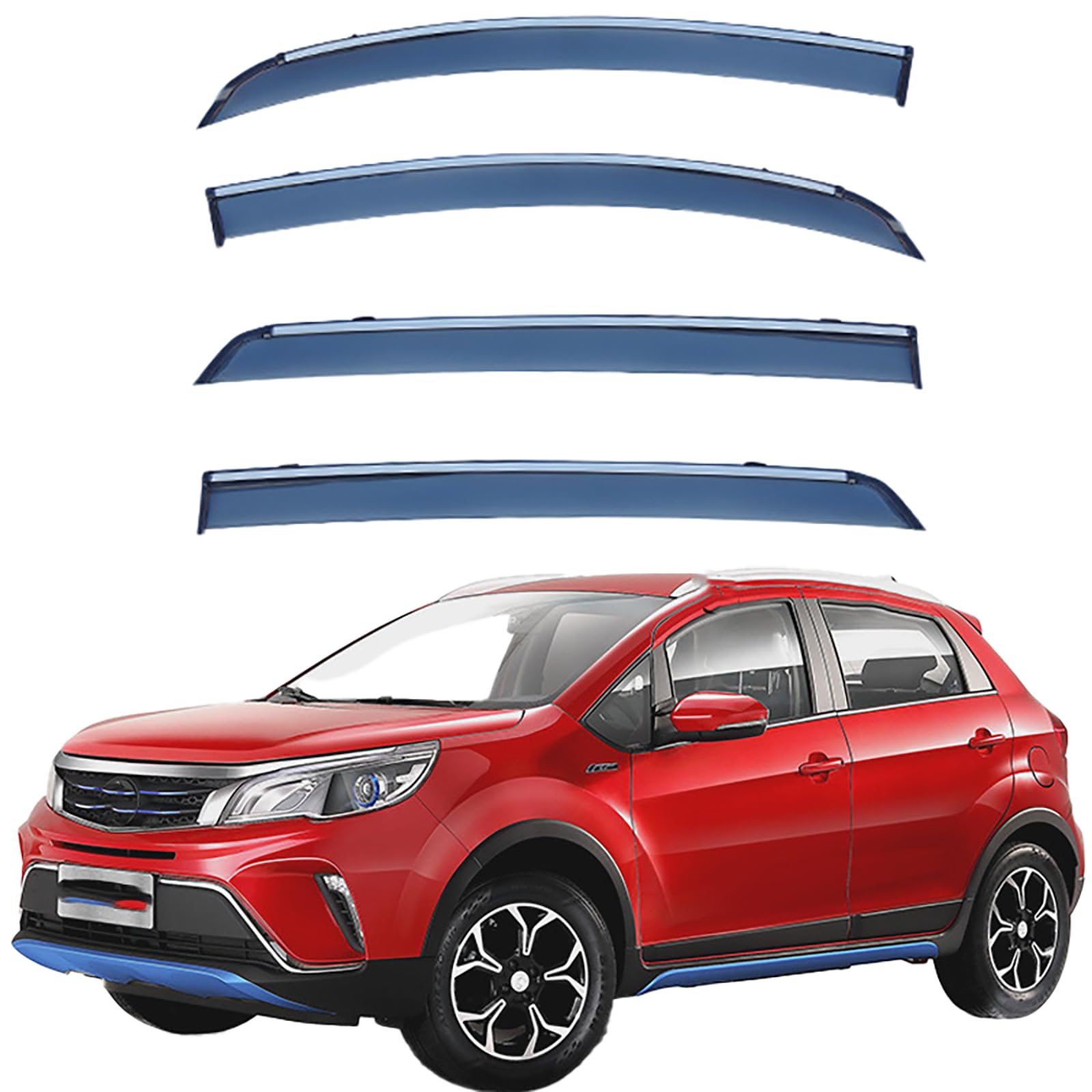 Set of four dark tinted window visors for a car