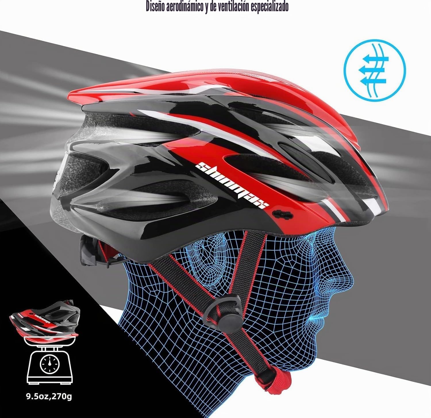 Casco Shinmax Bicicleta Adulto MTB con Luz y Visera Certificado CE Ligero Ajustable para Ciclismo y Skateboard