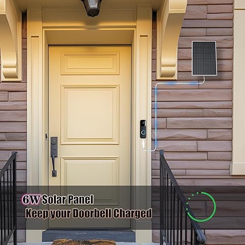 Miniatura 2 de Cargador de panel solar de 6 W, panel de carga solar ajustable de 360 con puerto micro USB y tipo C, panel solar para cámara de seguridad de timbre,