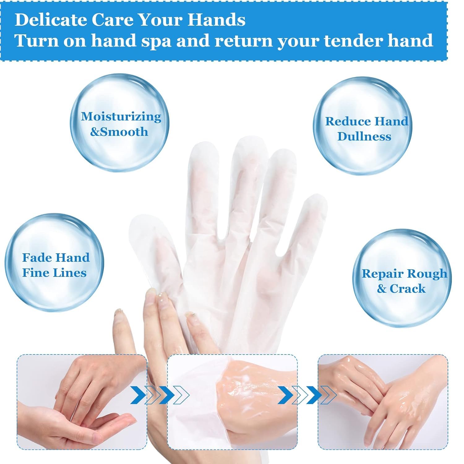 Milk Niacinamide Maschera idratante per le mani, 6 maschere per le mani con latte e niacinamidi, maschera per la cura intensiva delle mani contro le mani secche, per pelli delicate e luminose
