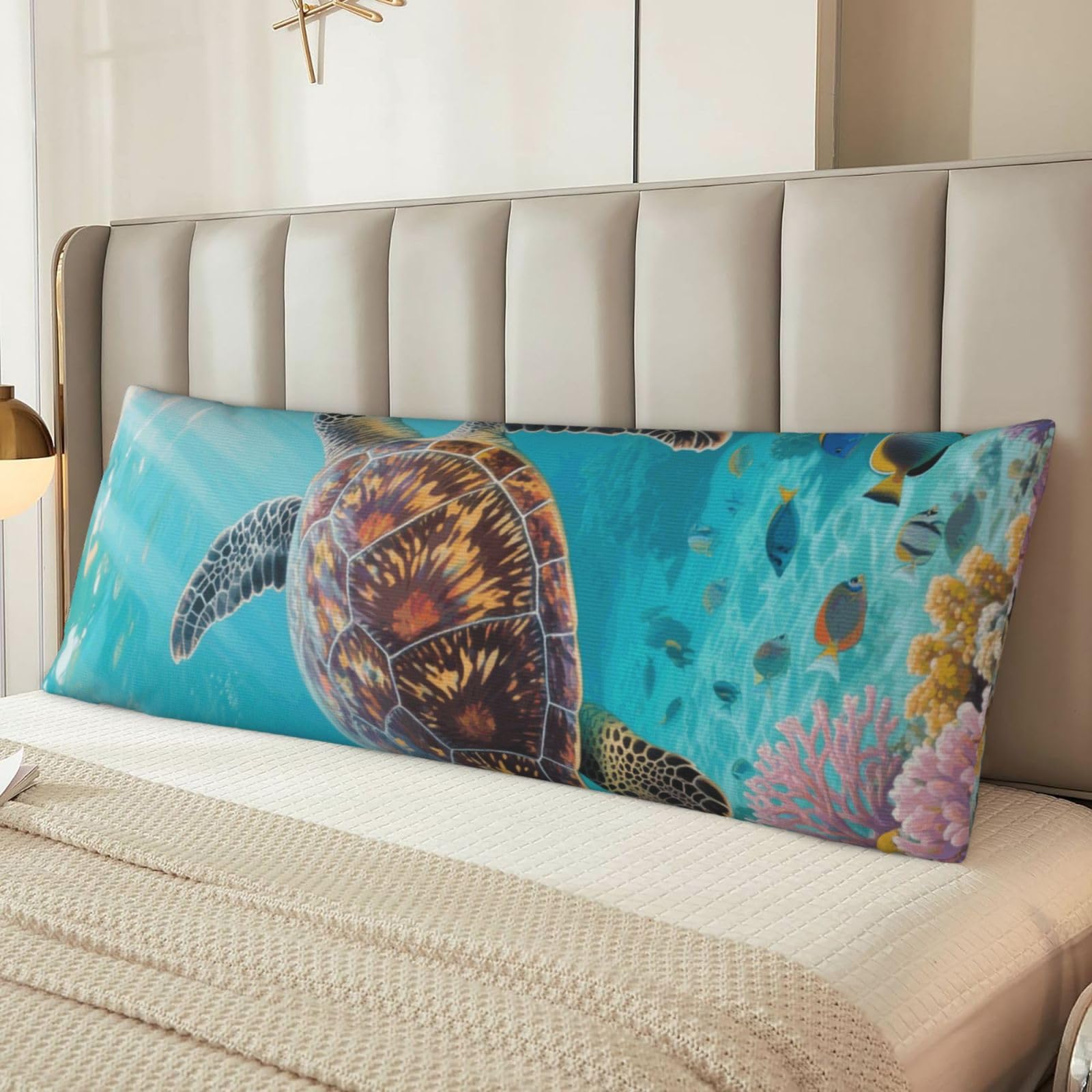 Sea Turtle Body Pillow Cover with Hidden Zipper 54"X20",Ultra Soft Microfiber Long Pillow Case Decorative Bedding Pillowcase Cushion Cover Cases for Bedroom Couch Sofa,Home Gifts
