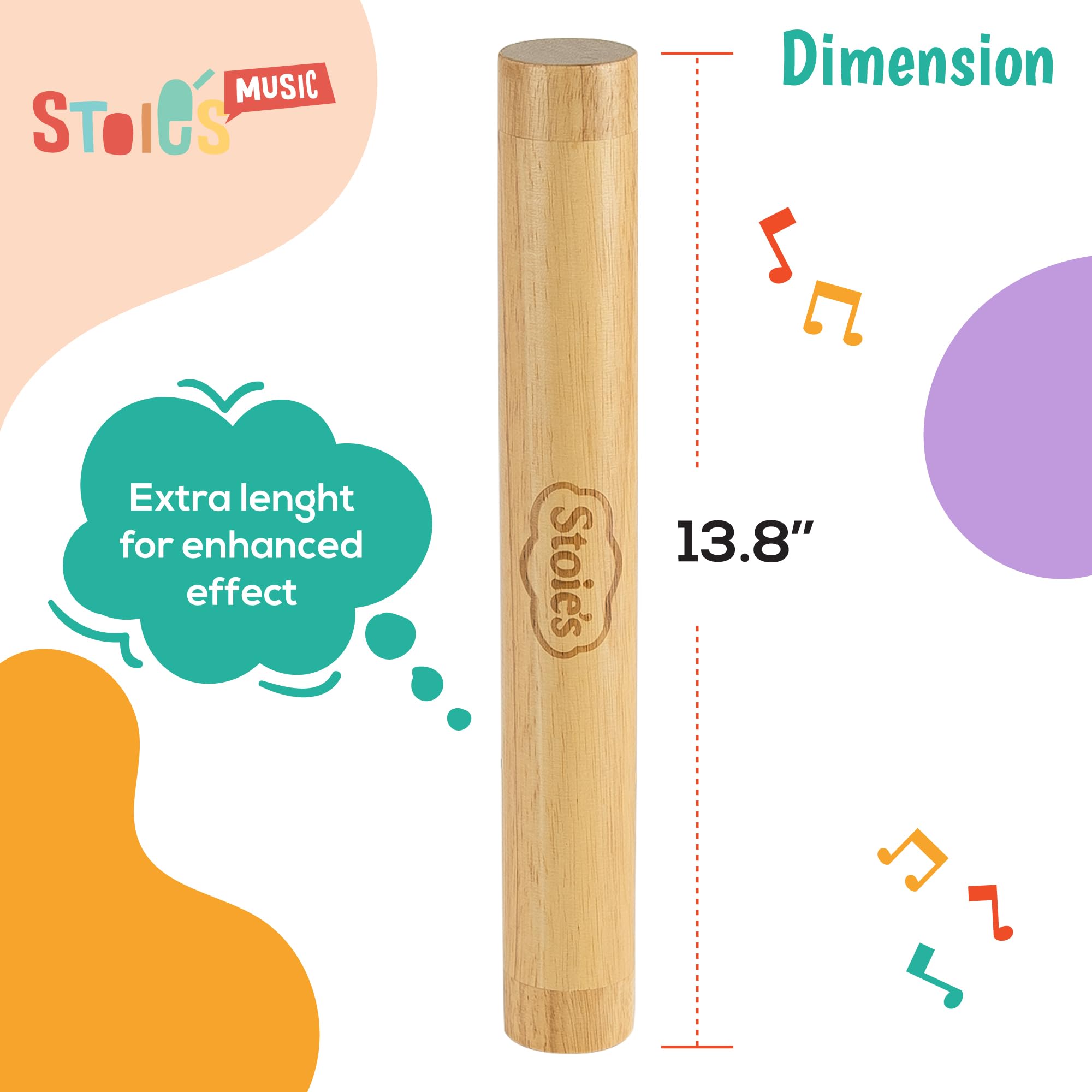 Stoie's 13.8" Wooden Rainstick, Support Auditory Memory, Coordination and Fine Motor Skills, Soft - Image 2