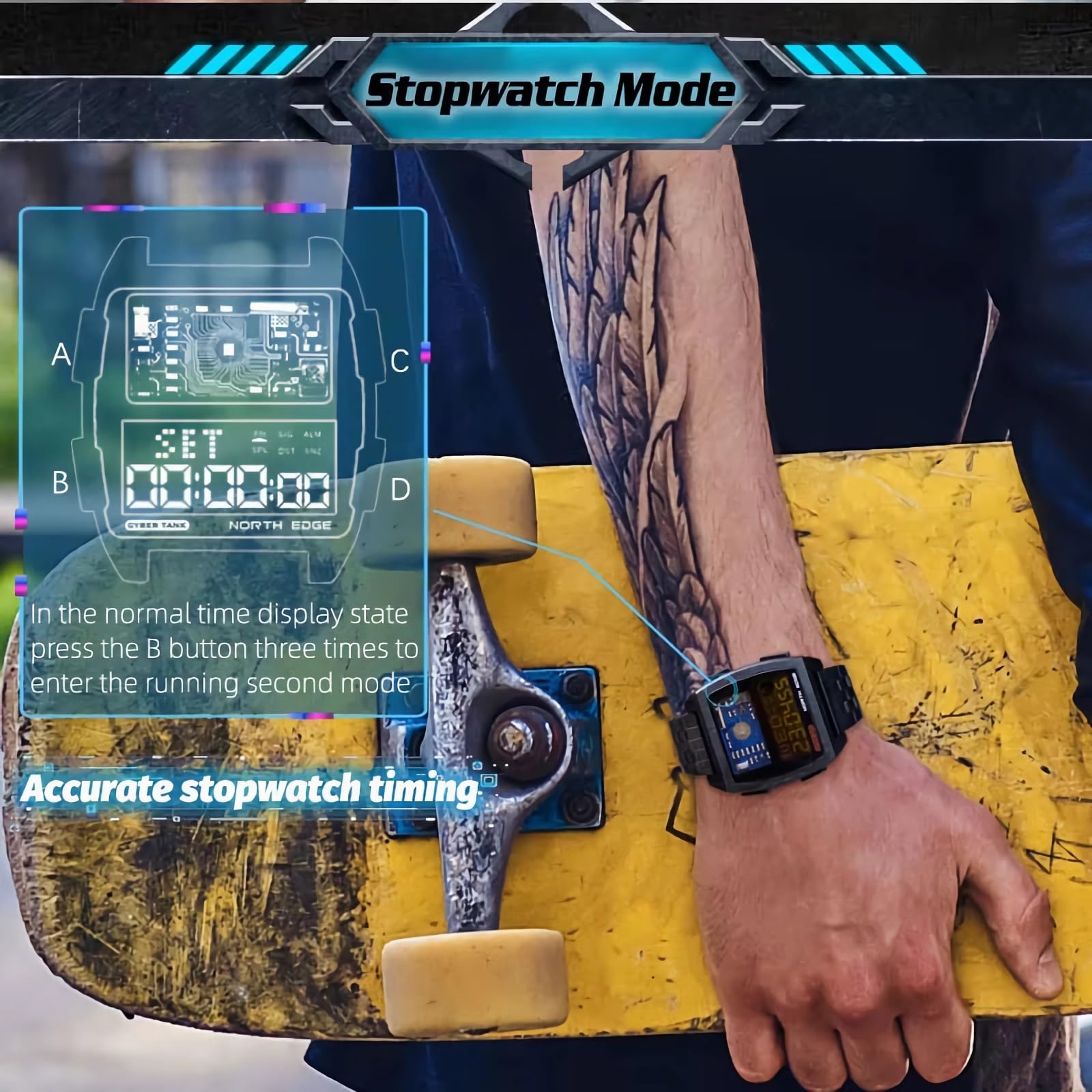 Męski zegarek cyfrowy retro industrialny metalowy styl wodoodporny 50 m zegarki sportowe dla mężczyzn czas na świecie Reloj de Hombre