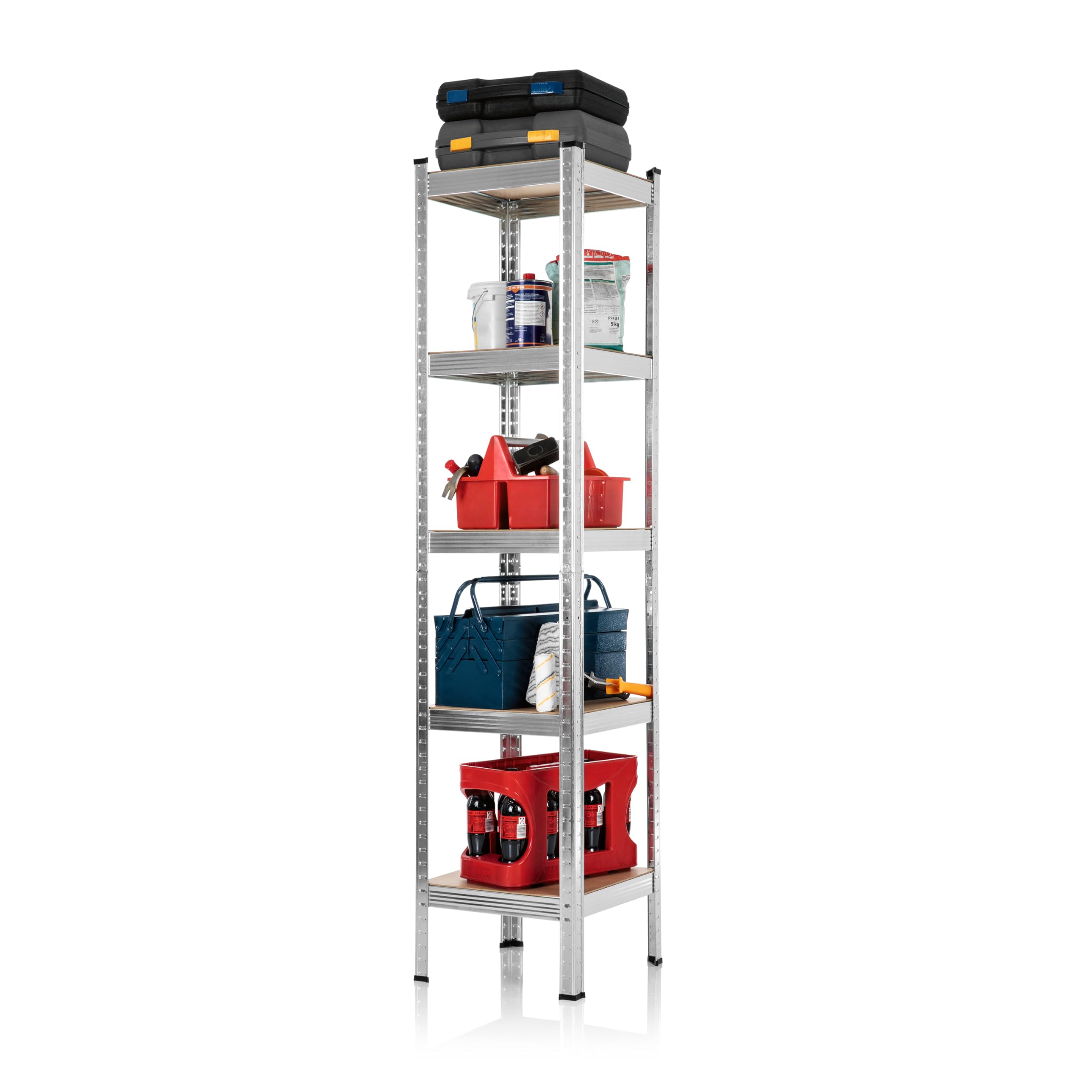 EASYmaxx Set di 2 scaffale per carichi pesanti, 40 x 40 x 180 cm, portata 875 kg, 175 kg per livello, scaffale e banco da lavoro, per cantina, garage, sala hobby, officina