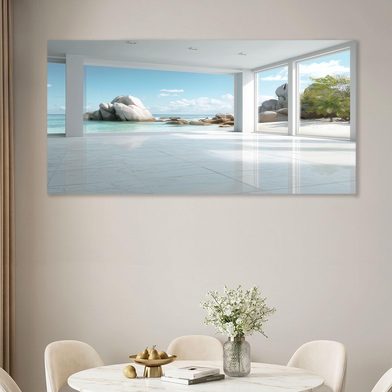 3D Modern Stadt Skyline Fensterblick - Quadro decorativo da parete, 120 x