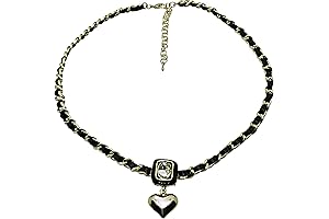 Zircon Heart Leather Belcher Chain Necklace,Alloy Flower Pendant Necklace Birthstone Necklaces for Women,Mother/Sister/Wife,Gifts