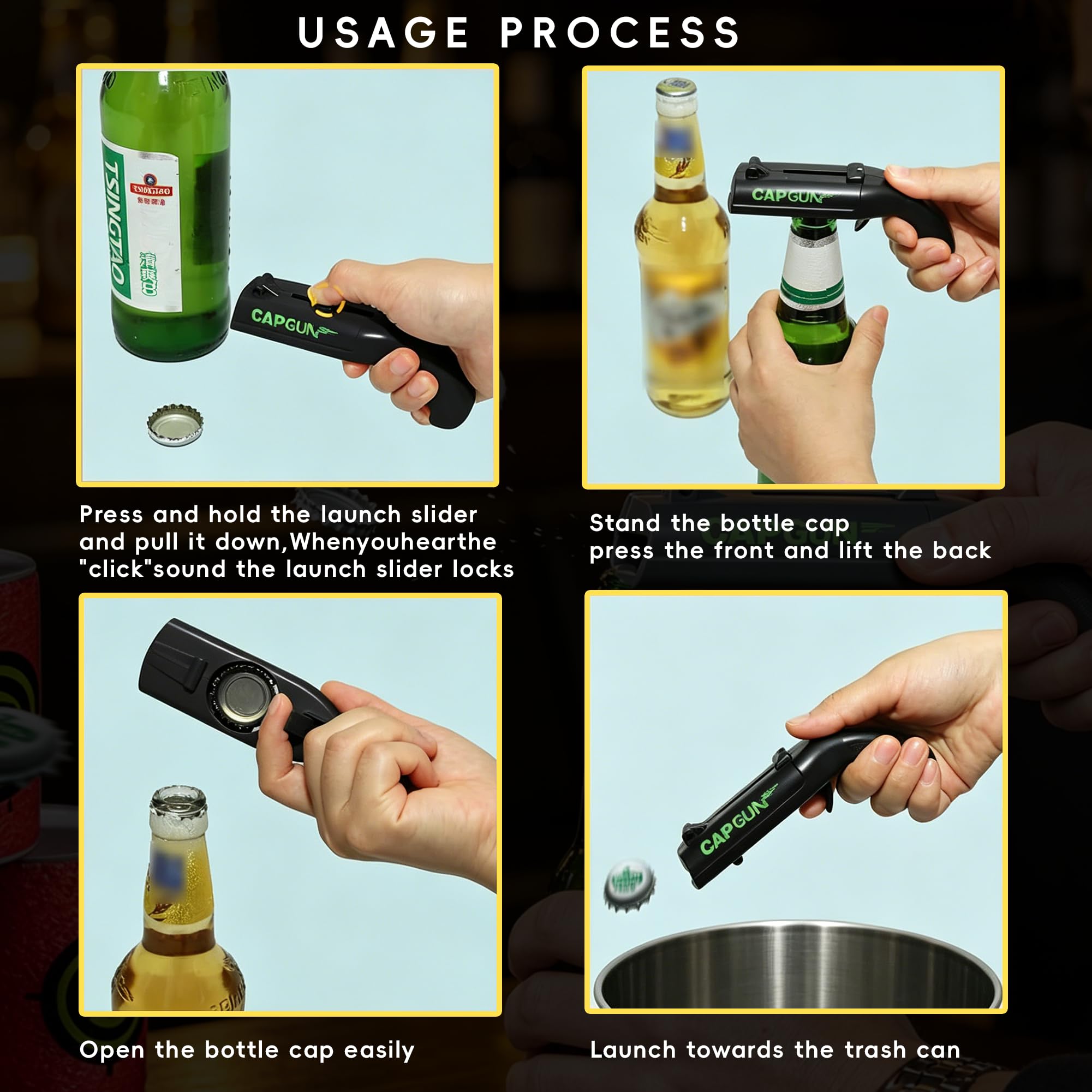 Cap Gun Bottle Opener - Launch Bottle Caps! -5